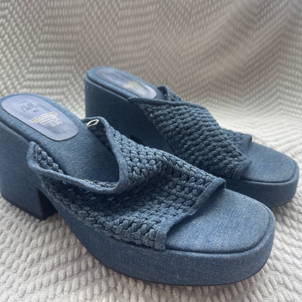 H&M soft jean platform heel